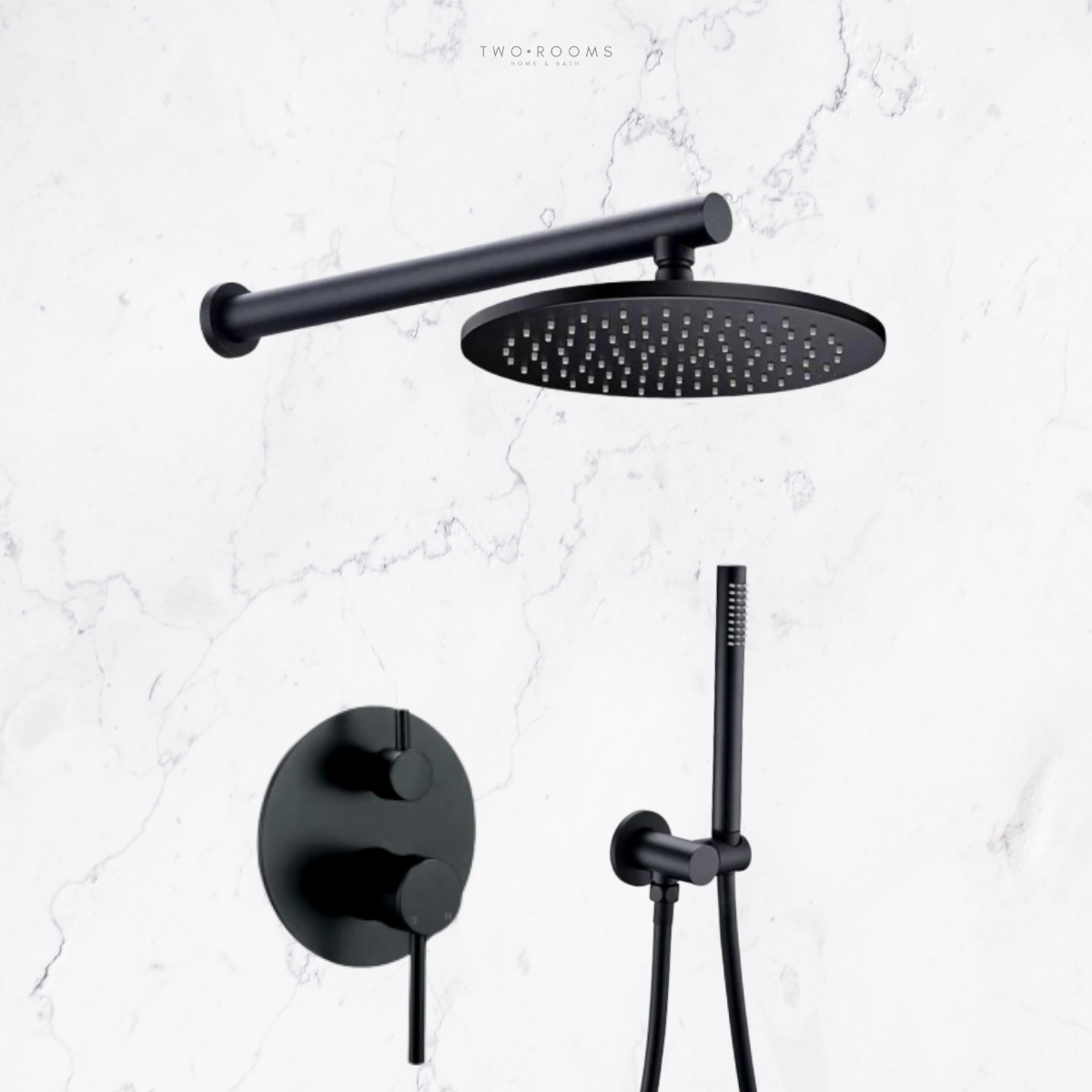 Regendouche set wand - Mat Zwart