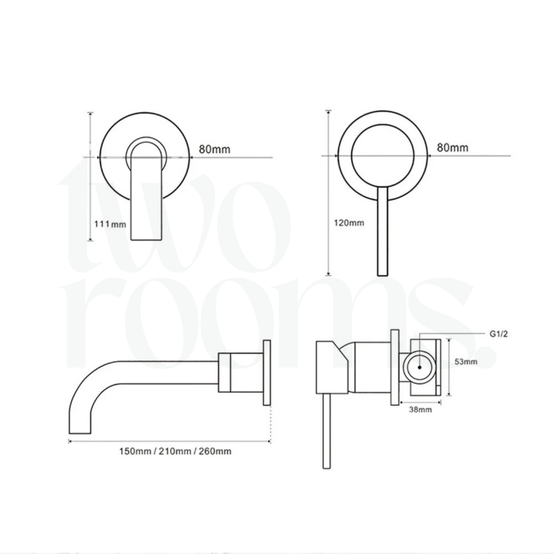 Wastafelkraan inbouw curve - Mat Zwart