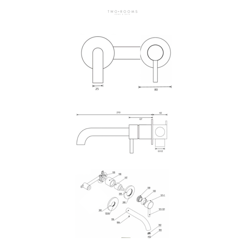 Wastafelkraan inbouw curve minimal - Mat Zwart
