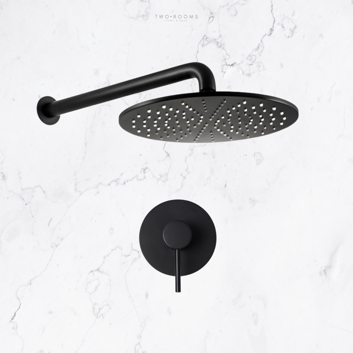 Regendouche curve wand inbouw zwart